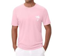 Camiseta de verano para hombre, cuello redondo, algodón, casual, básica, de manga corta, color negro, talla extragrande, Rosa 2, XL