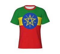 Camiseta De Verano para Hombre De Gran Tamaño, Bandera Etíope, Escudo De Armas con Estrella, Camiseta Ligera Y Transpirable Manga Corta Cuello Redondo, T-Shirt Clásica Holgada Ropa De Calle
