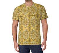 Camiseta De Verano para Hombre De Gran Tamaño, Mosaico De Mandalas Étnicos, Geométrico Retro, Camiseta Ligera Y Transpirable Manga Corta Cuello Redondo, T-Shirt Clásica Holgada Ropa De Calle