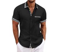Camiseta de verano para hombre, de manga corta con bolsillo en el pecho, camisa para hombre, camisa de ocio, empalme, bloque de color, camisa de verano, informal, camiseta de playa, solapa, manga