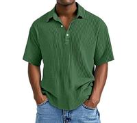Camiseta de verano para hombre de manga corta de pana: sudadera con cuello vuelto camiseta deportiva con 1/4 botón abajo camiseta de correr vintage camiseta de entrenamiento monocolor polo clásico