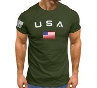 Camiseta de verano para hombre, diseño de bandera impresa, cuello redondo, transpirable, ligera, ajustada, informal, camiseta deportiva de secado rápido, manga corta, impresión de cartas, AG., M