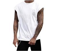 Camiseta de verano para hombre, holgada, informal, sin mangas, para hombre, camiseta de muscle para correr, camiseta de compresión, camiseta deportiva sin mangas, Blanco, XL