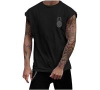 Camiseta de verano para hombre, holgada, informal, sin mangas, para hombre, camiseta de muscle para correr, camiseta de compresión, camiseta deportiva sin mangas, Negro , M
