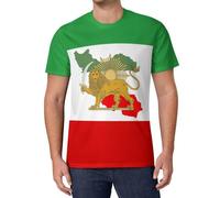 Camiseta de Verano para Hombre León con La Bandera Iraní Camiseta Deportiva Manga Corta Dinastía Pahlavi T-Shirt Cuello Redondo con diseño Ligeramente Ajustado, Ideal para Todo Tipo de Deporte