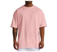 Camiseta de verano para hombre, manga corta, cuello redondo, monocolor, cómoda, holgada, básica, moderna, estilo urbano, corte grande, blusas informales, deportes, uso diario, Rosa., XXL