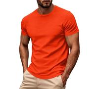 Camiseta de verano para hombre, manga corta, cuello redondo, transpirable, camiseta de verano, camiseta de fitness ligera, corte regular, camiseta de trabajo, camiseta de golf monocolor, camiseta de