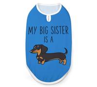 Camiseta de verano para mascotas con texto en inglés «My Big Sister Is A Dachshund», transpirable, para cachorros y gatos pequeños