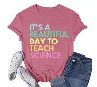 Camiseta de verano para mujer con diseño de educación especial, rosa, L