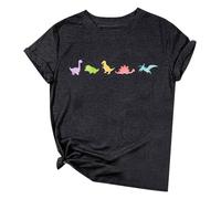 Camiseta de verano para mujer, con estampado de letras, cómoda y a la moda, camiseta de colores de manga corta, Negro , L