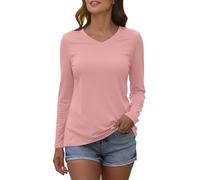 Camiseta de verano para mujer, con protección solar UV, manga larga, para pesca, correr, secado rápido, camiseta informal para exteriores, UPF 50+, cuello en V, para senderismo, deportes, camiseta de