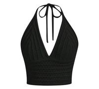 Camiseta de verano para mujer, cuello en V, punto hueco, sin mangas, camiseta sin mangas, playera, bohemia, informal, elástica, cómoda, transpirable, de neopreno, manga corta, Negro , S