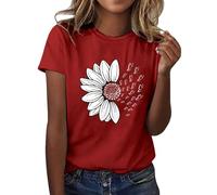 Camiseta de verano para mujer, diseño de girasoles, manga corta, con gráficos bonitos, camisetas sueltas para mujer, camisetas para blusas largas, blusas festivas, tops para tops, camiseta blanca