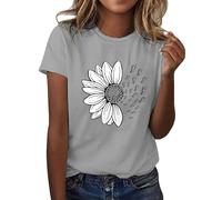 Camiseta de verano para mujer, diseño de girasoles, manga corta, con gráficos bonitos, camisetas sueltas para mujer, camisetas para blusas largas, blusas festivas, tops para tops, camiseta blanca