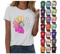 Camiseta de verano para mujer, diseño de girasoles, manga corta, con gráficos bonitos, camisetas sueltas para mujer, camisetas de algodón, blusa, blusa, blusa, tops festivos, elegantes, camisetas