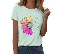 Camiseta de verano para mujer, diseño de girasoles, manga corta, con gráficos bonitos, camisetas sueltas para mujer, camisetas de algodón, blusa, blusa, blusa, tops festivos, elegantes, camisetas
