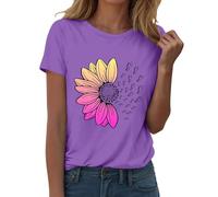 Camiseta de verano para mujer, diseño de girasoles, manga corta, con gráficos bonitos, camisetas sueltas para mujer, camisetas de algodón, blusa, blusa, blusa, tops festivos, elegantes, camisetas