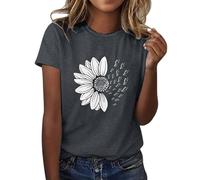Camiseta de verano para mujer, diseño de girasoles, manga corta, con gráficos bonitos, camisetas sueltas para mujer, camisetas para blusas largas, blusas festivas, tops para tops, camiseta blanca