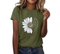 Camiseta de verano para mujer, diseño de girasoles, manga corta, con gráficos bonitos, camisetas sueltas para mujer, camisetas para blusas largas, blusas festivas, tops para tops, camiseta blanca