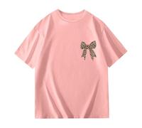 Camiseta de verano para niña, camiseta de verano con estampado de nudos, camiseta ligera e informal de manga corta para niños con estampado divertido, material transpirable, Rosa claro., 5-6 años