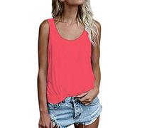 Camiseta de verano sin mangas para mujer, túnica, holgada, de corte holgado, 786 rojo sandía, S