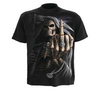 Camiseta Dedo De Hueso De La Parca Negra Algodón Estilo Urbano - Grande | Manga Corta Hombre Casual Streetwear | Camiseta Negra Algodón Diseño Gótico Original | Urbano Moda Alternativa