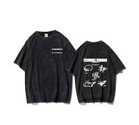 Camiseta del álbum Tunnel Vision, Camisetas con Letrero Lavado con gráfico Vintage de algodón Estampado Worldtour(A Black,3XL)