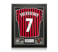 Camiseta del centenario del Milan firmada por Andriy Shevchenko. Enmarcada.