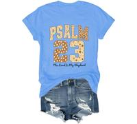 Camiseta del Salmo 23 con texto en inglés «The Lord is My Shepherd», versículo bíblico, para Acción de Gracias, cristiana, Azul (carolina blue), S