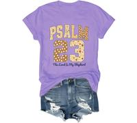 Camiseta del Salmo 23 con texto en inglés «The Lord is My Shepherd», versículo bíblico, para Acción de Gracias, cristiana, morado claro, XXL