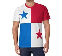 Camiseta Deporte Hombre Bandera De Panamá Camisetas de Fútbol Manga Corta Cultura Nacional Secado Rápido Ligeras Transpirable Fitness Ropa para Gimnasio Entrenamiento Running