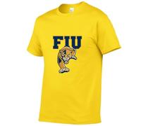 Camiseta Deporte Hombre Florida International University，Camiseta Deportiva con Cuello Redondo，Casuales de Manga Corta para Running Gym Ciclismo(Yellow,S)