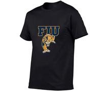 Camiseta Deporte Hombre Florida International University，Camiseta Deportiva con Cuello Redondo，Casuales de Manga Corta para Running Gym Ciclismo(Black,XXL)