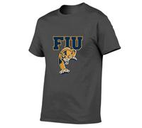 Camiseta Deporte Hombre Florida International University，Camiseta Deportiva con Cuello Redondo，Casuales de Manga Corta para Running Gym Ciclismo(Dark Grey,S)