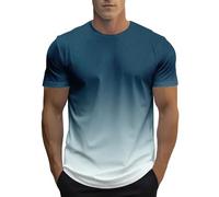 Camiseta Deporte Hombre Rebajas Camisetas Manga Corta Hombre de Cuello Redondo Color Gradiente Camisetas de Verano Suelta Básico Camisa Deportivos Elástica Ligero Transpirable T-Shirts Tops