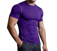 Camiseta Deporte Hombre Slim Fit Camisetas de Manga Corta con Redondo para Hombres Moda Color Sólido Secado Rápido Camiseta de Compresión Pullover Deportiva para Gimnasio Culturismo Fitness