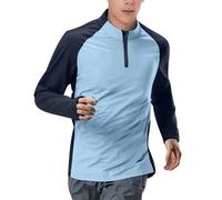 Camiseta Deporte Hombre,Talla Grande Camiseta Manga Larga Hombre con 1/4 Cremallera Casual Color Block Camisetas Básica Cómoda Transpirables Pullover Tops Deportiva Ropa Entrenamiento
