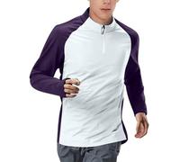 Camiseta Deporte Hombre,Talla Grande Camiseta Manga Larga Hombre con 1/4 Cremallera Casual Color Block Camisetas Básica Cómoda Transpirables Pullover Tops Deportiva Ropa Entrenamiento