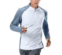 Camiseta Deporte Hombre,Talla Grande Camiseta Manga Larga Hombre con 1/4 Cremallera Color Block Camisetas Básica Cómoda Transpirables Pullover Tops Deportiva Ropa Entrenamiento