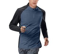 Camiseta Deporte Hombre,Talla Grande Camiseta Manga Larga Hombre con 1/4 Cremallera Color Block Camisetas Básica Cómoda Transpirables Pullover Tops Deportiva Ropa Entrenamiento