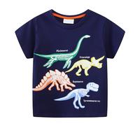 Camiseta Deporte Manga Corta Niño T-Shirt Rock - Camiseta de Manga Corta con Estampado Dinosaurio Que Brilla en la Oscuridad para niños, Informal, Actividades al Libre Verano