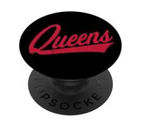 Camiseta Deportiva CLÁSICA Queens New York NY Varsity Script PopSockets PopGrip Adhesivo