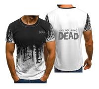 Camiseta Deportiva con Degradado para Hombre de The Walking Dead, de Secado rápido, cómoda y Moderna, para Exteriores, para Verano y otoño, de Media Manga.,A-s