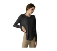 Camiseta Deportiva de Gimnasio for Mujer, Ropa Yoga, for Correr, Holgada, Ajustada, Secado rápido, for Entrenamiento, Manga Larga para Fitness Yoga(Black,S)