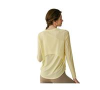 Camiseta Deportiva de Gimnasio for Mujer, Ropa Yoga, for Correr, Holgada, Ajustada, Secado rápido, for Entrenamiento, Manga Larga para Fitness Yoga(Yellow,XL)