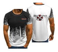 Camiseta Deportiva de Manga Corta con Degradado for Hombre, for Resident Evil y Umbrella, con Estampado Informal y Transpirable.(F,XL)