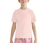 Camiseta deportiva de manga corta para niños y niñas, de secado rápido, color liso, para natación, playa, correr, entrenamiento, gimnasio, camiseta deportiva, rosa, 13-14 años