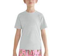 Camiseta deportiva de manga corta para niños y niñas, de secado rápido, color liso, para natación, playa, correr, entrenamiento, gimnasio, camiseta deportiva, gris, 11-12 años