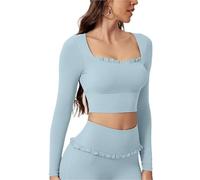 Camiseta Deportiva de Manga Larga for Mujer, for Fitness, Yoga y Gimnasio para Fitness Yoga(Color2,L)