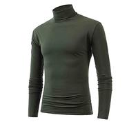 Camiseta deportiva de manga larga para hombre, camiseta básica de hombre, camiseta de cuello alto, camiseta térmica de un solo color, cuello alto, camiseta térmica de manga larga, sudadera de cuello